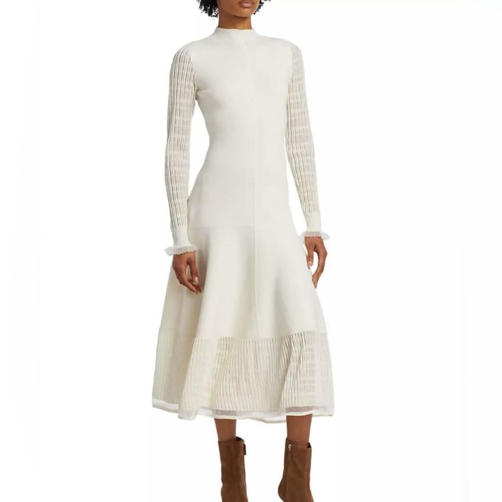 3.1 Phillip Lim Micro Rib Ottoman Midi Dress White